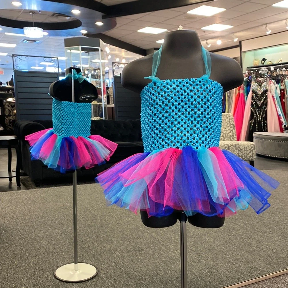 Handmade Turquoise Tutu Dress - Picture 1 of 5